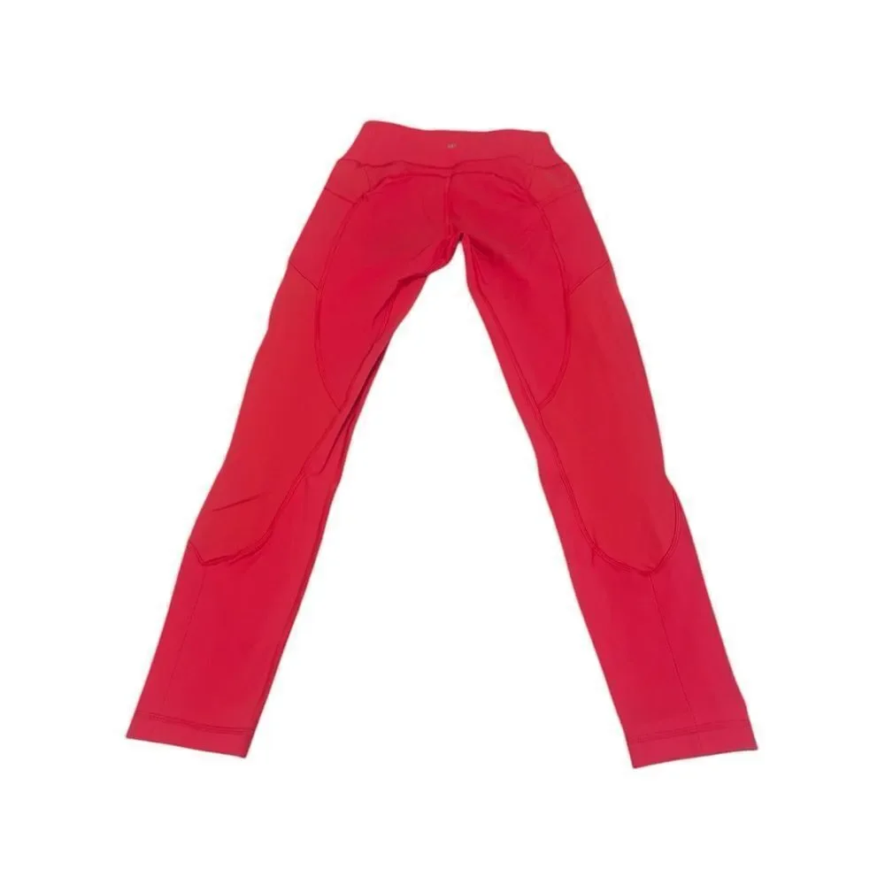 Lululemon sz6/S see size chart hot pink leggings with side and waist pockets GUC